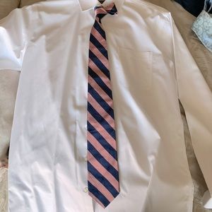 Brooks Brothers silk pink and blue striped tie